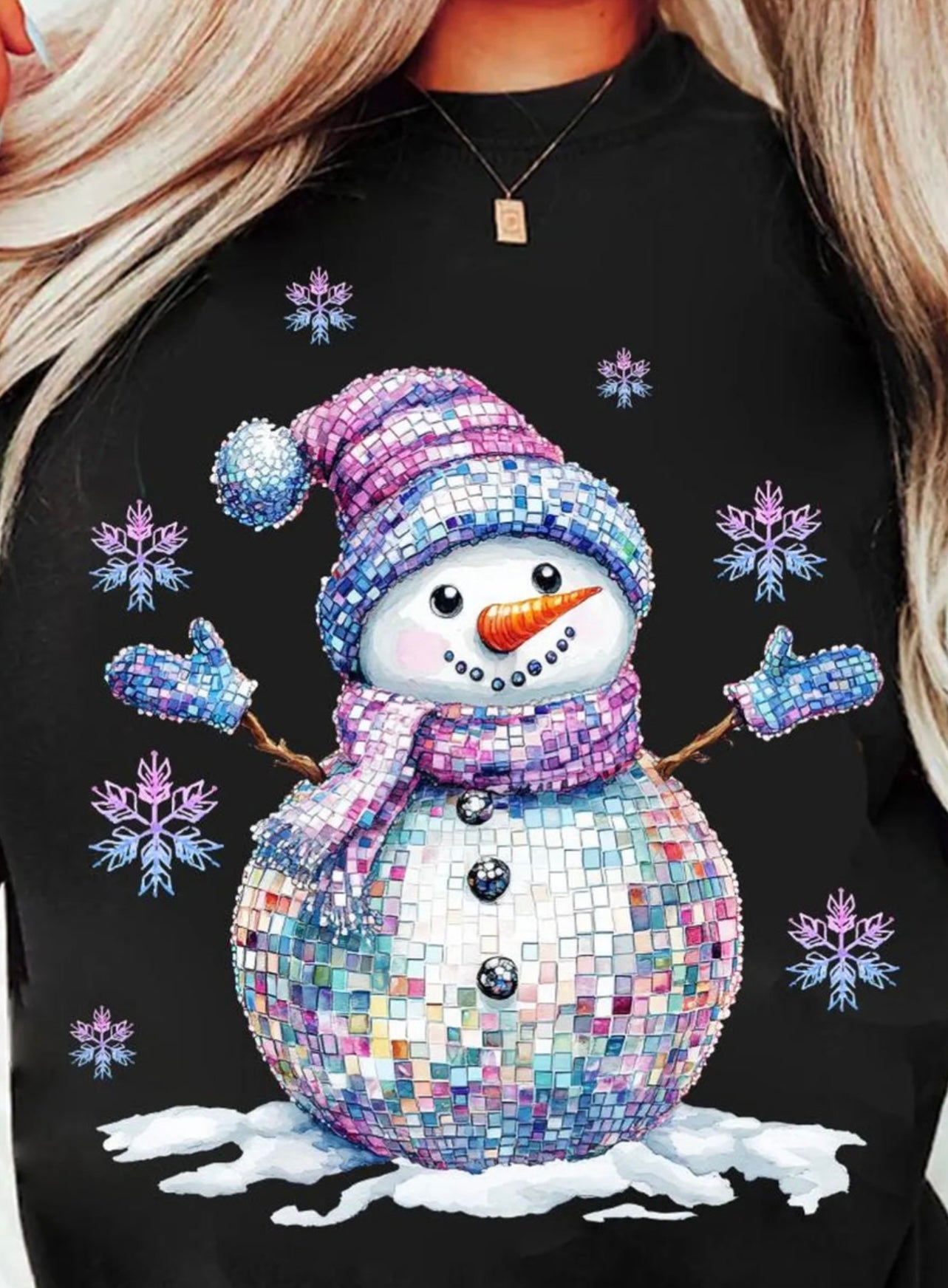 Colorful Christmas Disco Snowman / Graphic Sweatshirt
