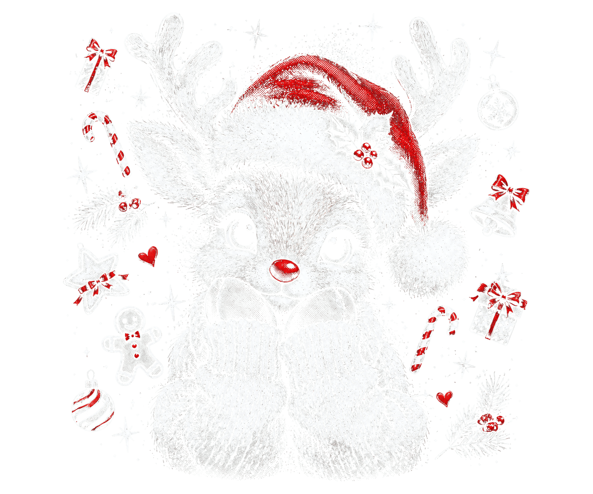 Cozy Christmas Reindeer Halftone with Red Accents Graphic T-Shirt & Sweatshirt