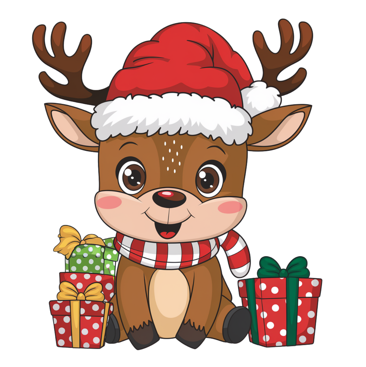 Cute Christmas Reindeer with Presents Holiday Graphic (Toddler)