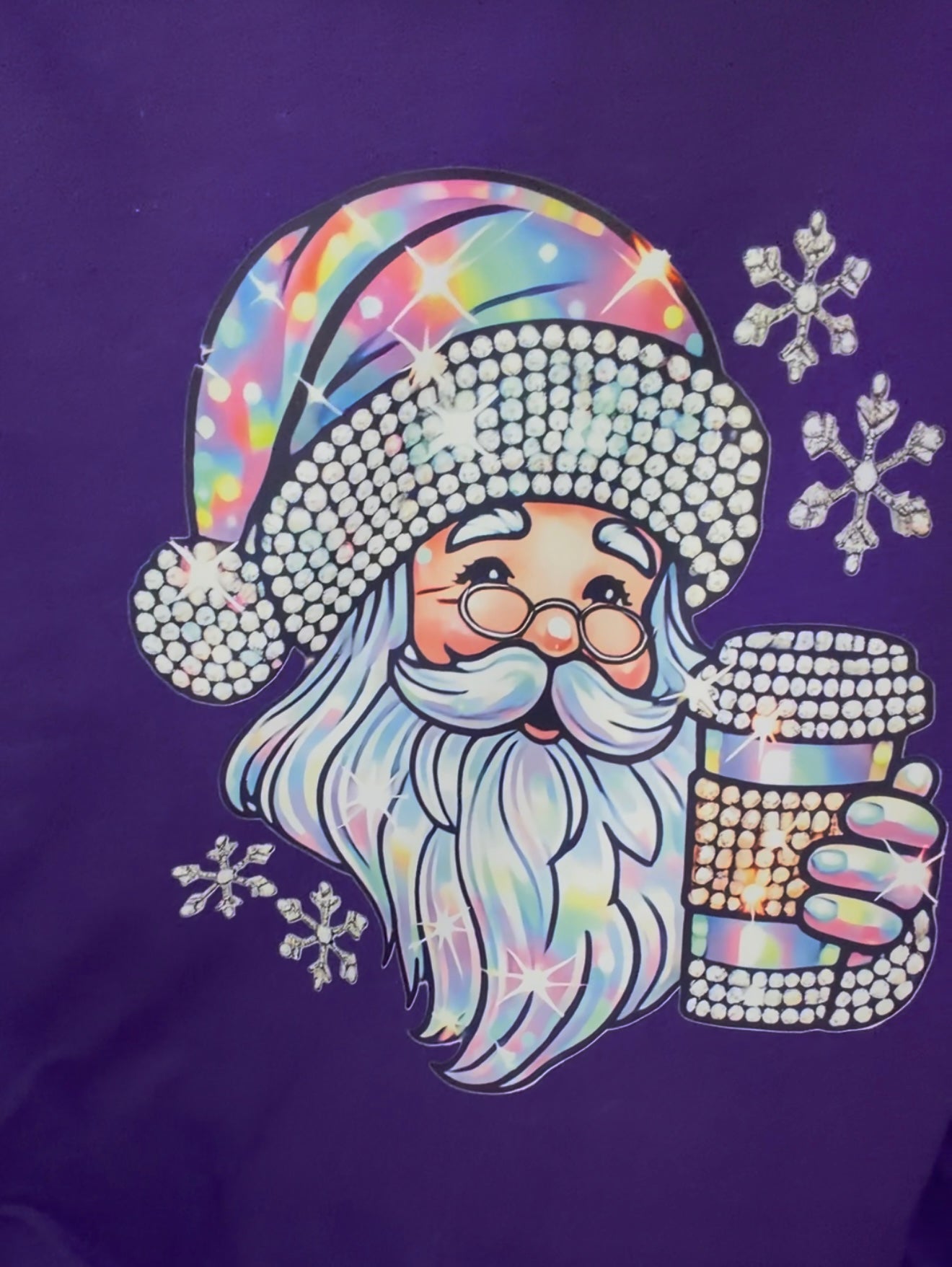 Blingy Santa Drinking Coffee - Graphic Sweatshirt