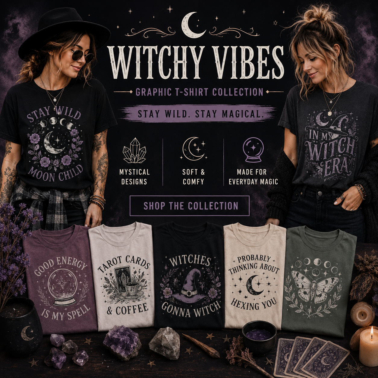 Witchy Vibes Collection of Graphic Apparel