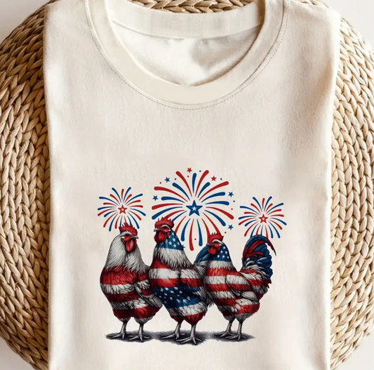 fireworks and chickens tshirt