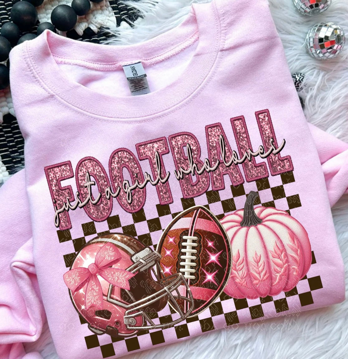 Just a Girl Who Loves Football (faux embroidery) - Graphic Sweatshirt