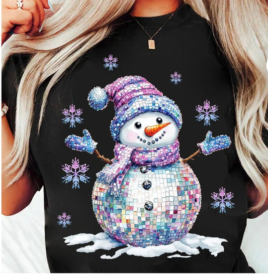 Colorful Christmas Disco Snowman / Graphic Sweatshirt