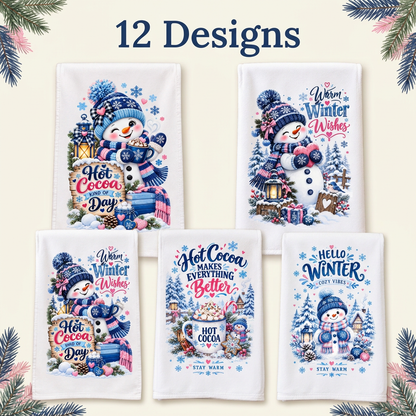 Cocoa, Cookies and Cozy Wishes Decorative Kitchen Towels - 12 Designs