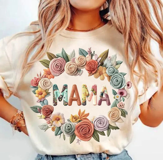 Mama - Faux Embroidery Graphic Sweatshirt