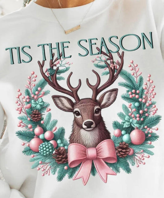 This the Season Reindeer (faux embroidery) / Graphic Sweatshirt