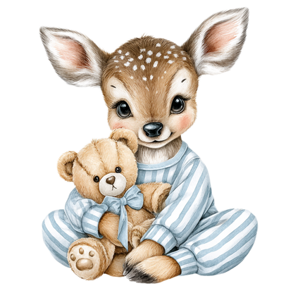 Baby Reindeer with Teddy Bear Graphic T-Shirt (Toddler)