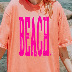 Beach graphic t-shirt with minimalist design, perfect for summer days, coastal vacations, and casual beachwear.