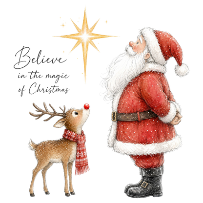 Believe in the magic of Christmas Santa and Rudolph