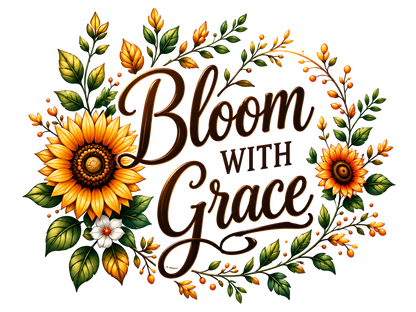 Bloom with Grace Graphic design with sunflowers
