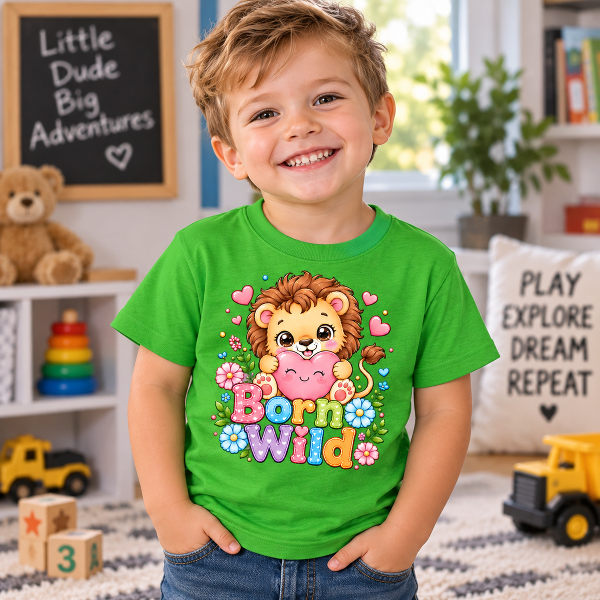 Born Wild Lion Toddler Graphic T-Shirt