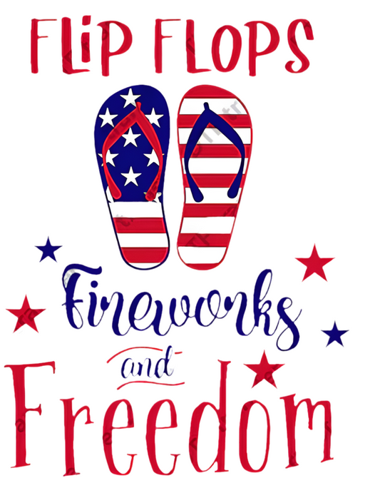 Flip Flops, Fireworks & Freedom  - Graphic T-Shirt