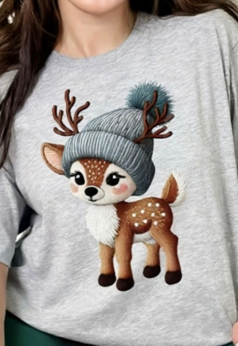 Reindeer with Beanie Hat - Graphic Sweatshirt (Youth)