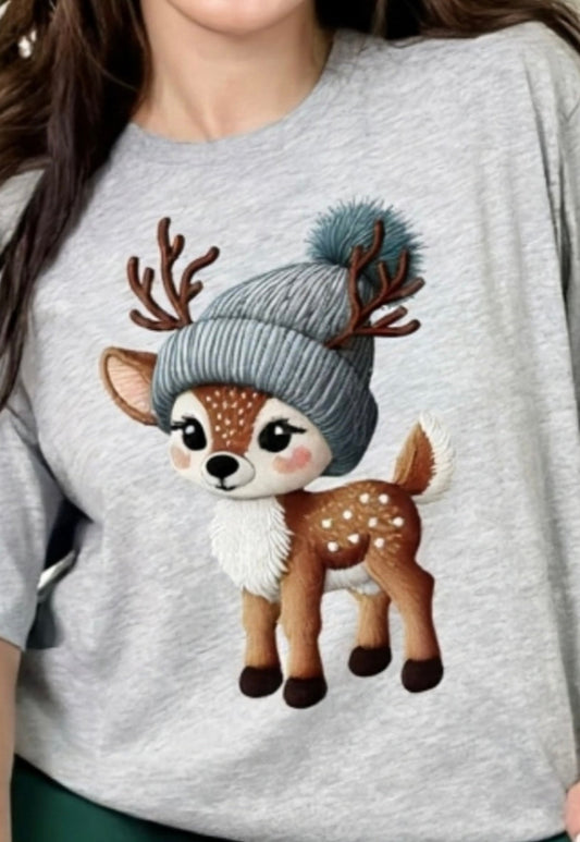 Reindeer with Beanie Hat - Graphic Sweatshirt (Youth)