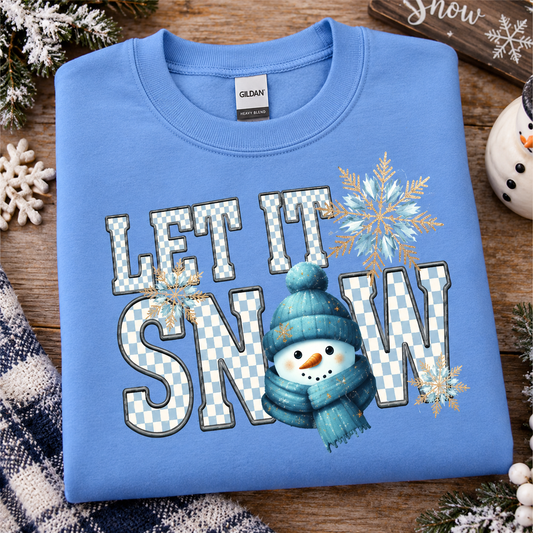Checkered Let it Snow (faux embroidered) / Graphic Sweatshirt