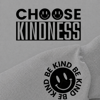 Sport gray sweatshirt with 'CHOOSE KINDNESS' text and smiley face design on a gray background