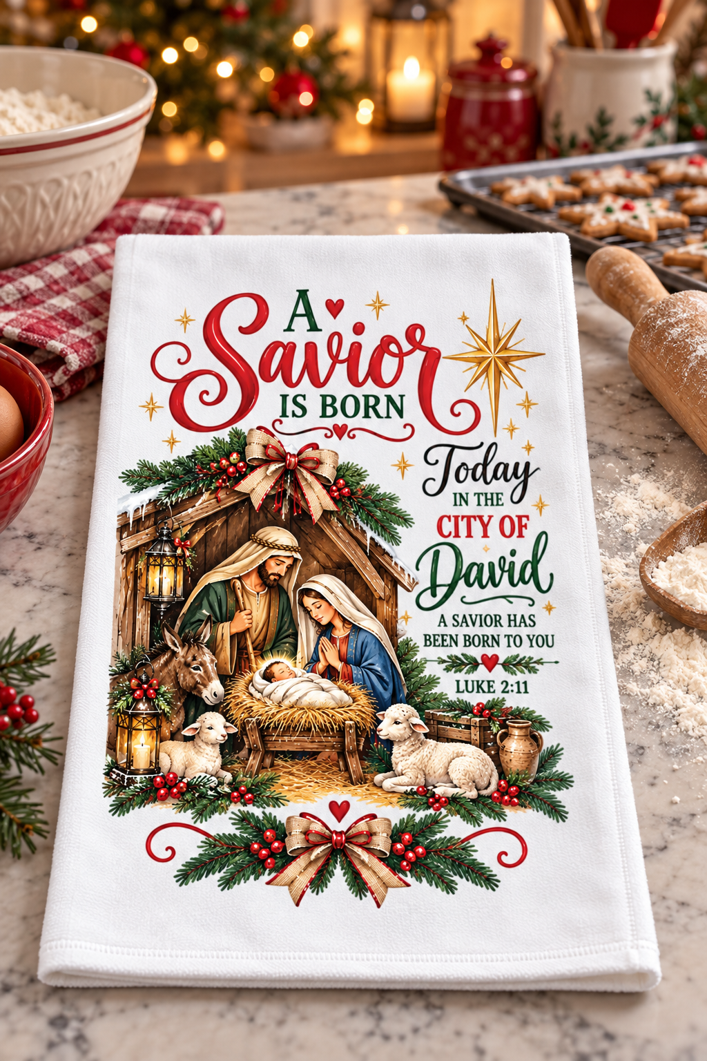 A Homemade Holiday Decorative Kitchen Towels