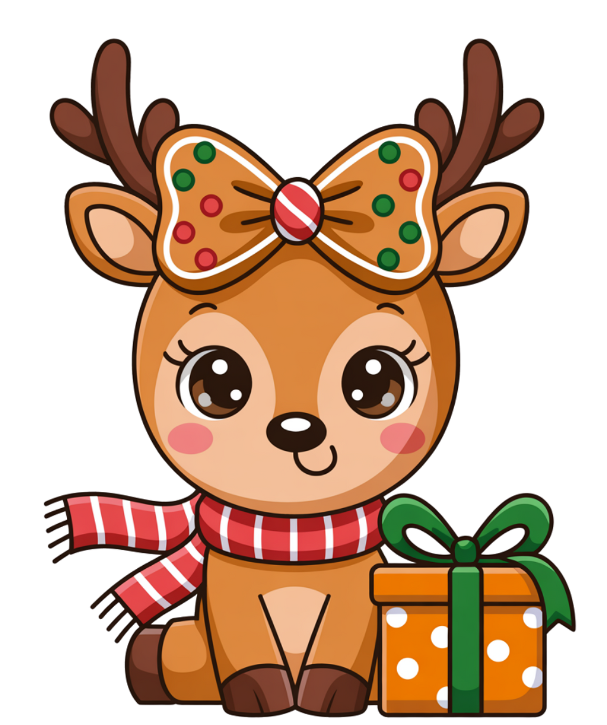 Christmas Cutie Reindeer with Gingerbread Bow (Baby Onesie & Toddler Tee)