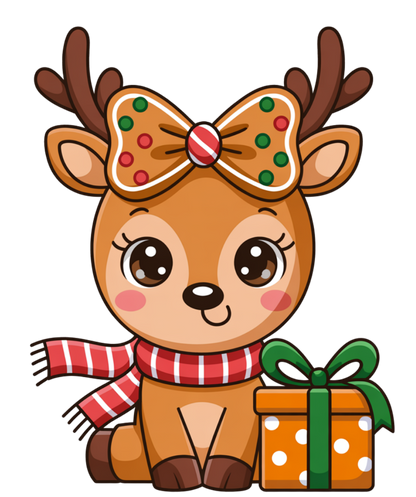 Christmas Cutie Reindeer with Gingerbread Bow (Baby Onesie & Toddler Tee)