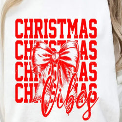 Christmas Vibes with  Bow - Graphic Crewneck Sweatshirt