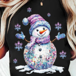 Bright festive snowman graphic on cozy Christmas sweatshirt