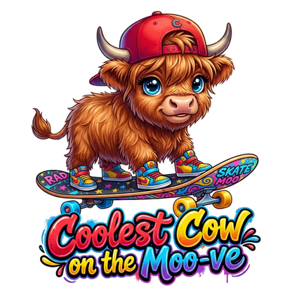 Coolest Cow on the Moo-ve Highland Cow Youth Graphic T-Shirt