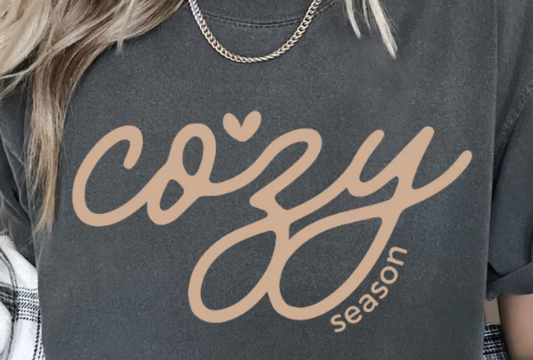 Cozy Season heart minimalist graphic t-shirt for fall and winter