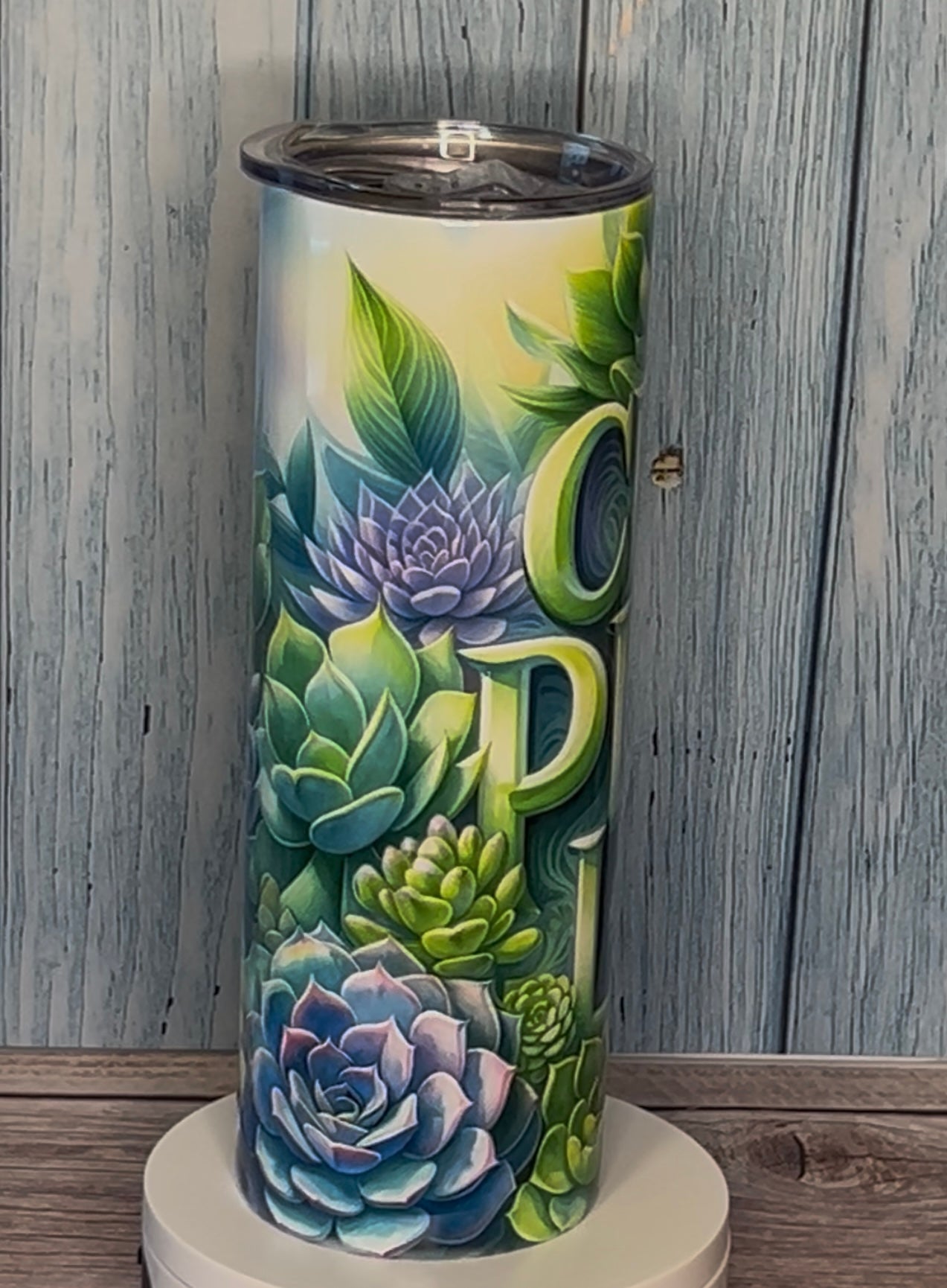 20oz stainless steel tumbler featuring a Crazy Plant Lady design, double-wall vacuum insulated, with clear sliding lid and straw, perfect for hot or cold drinks.