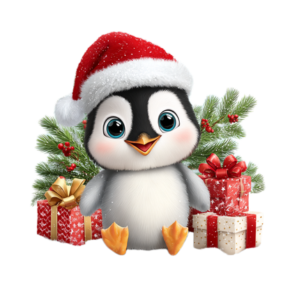 Cute Christmas Penguin with Santa Hat and Presents (Onesie)