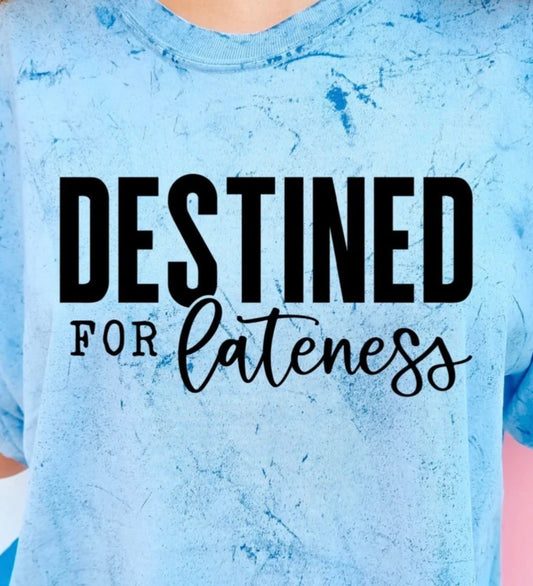Destined for Lateness funny relatable graphic t-shirt