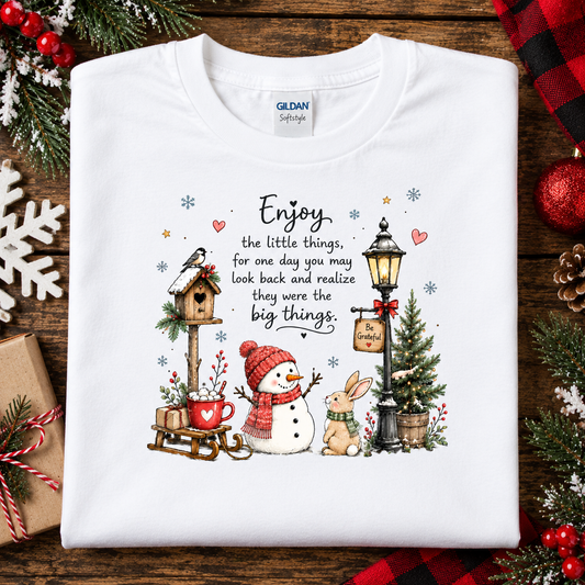 Enjoy the Little Things Snowman, Birdhouse, Bunny