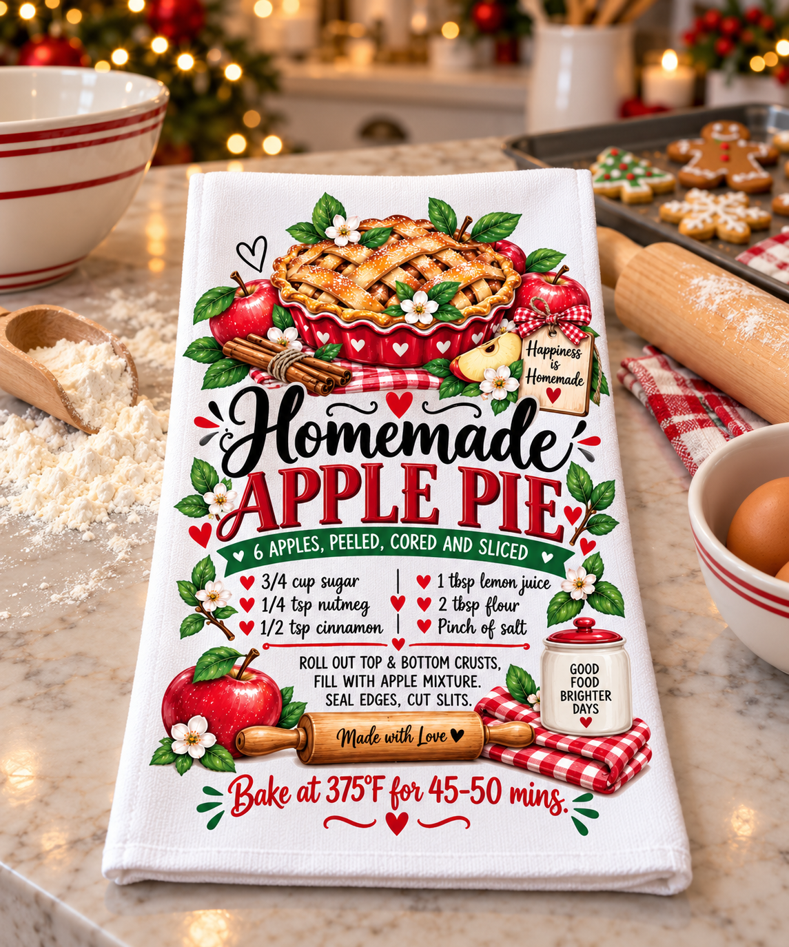 A Homemade Holiday Decorative Kitchen Towels