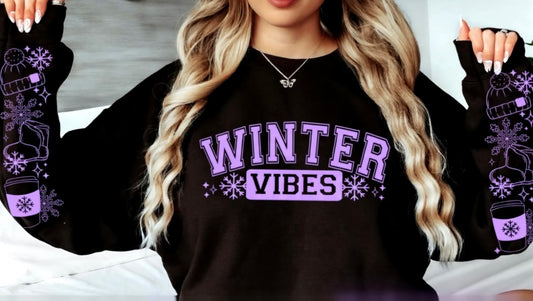 Winter Vibes Puff Print (2 sleeves) Sweatshirt