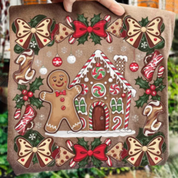 Espresso graphic t-shirt featuring a gingerbread wreath with cookies and festive accents, cozy and perfect for Christmas.