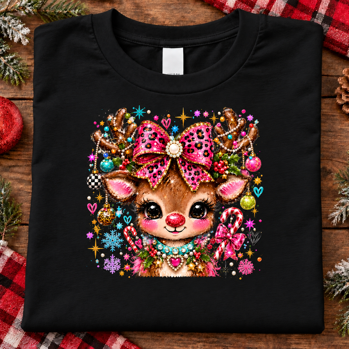 Glamour & Glitz Reindeer Graphic T-Shirt & Sweatshirt