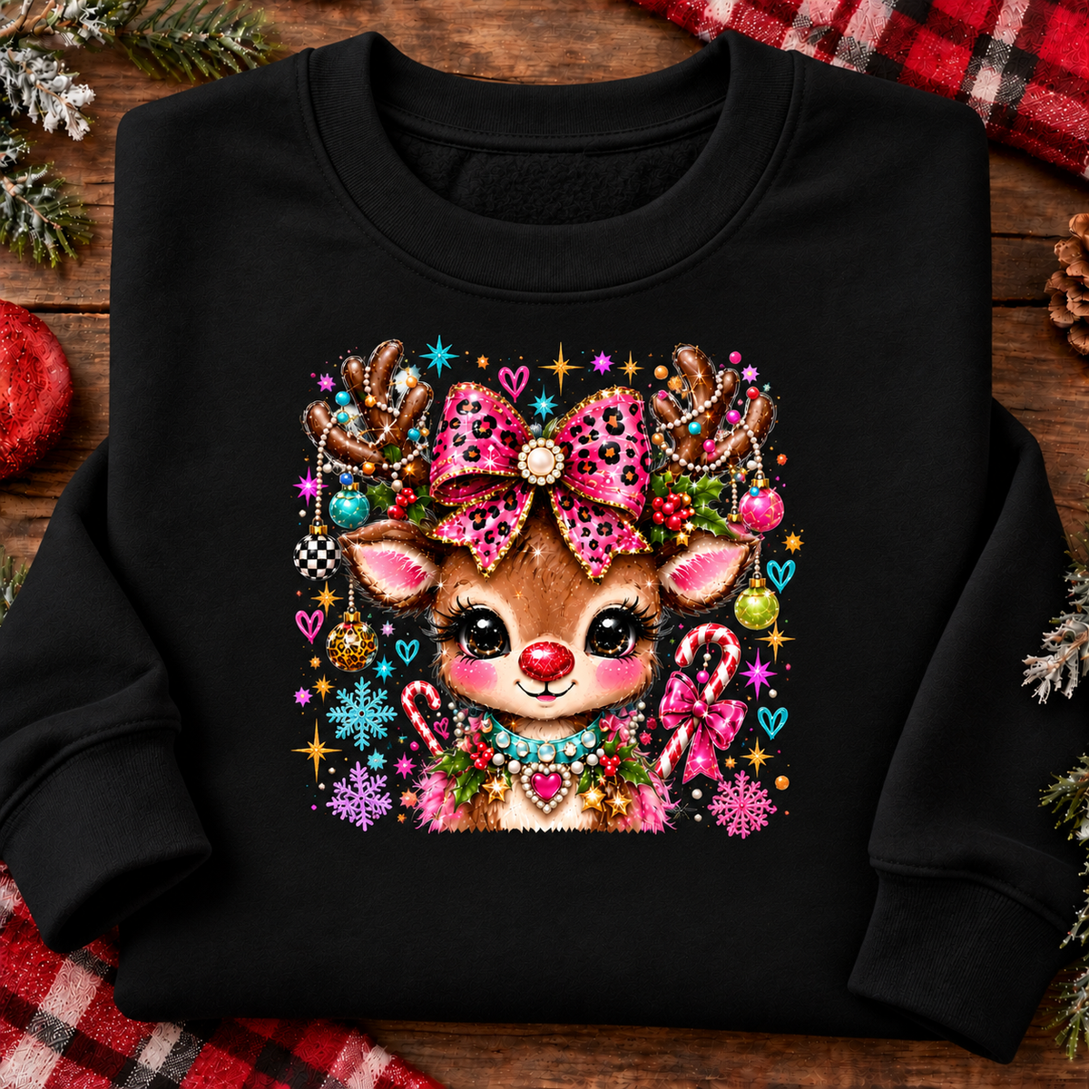 Glamour & Glitz Reindeer Graphic T-Shirt & Sweatshirt