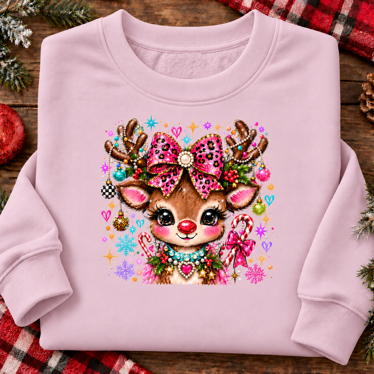 Glamour & Glitz Reindeer Graphic T-Shirt & Sweatshirt