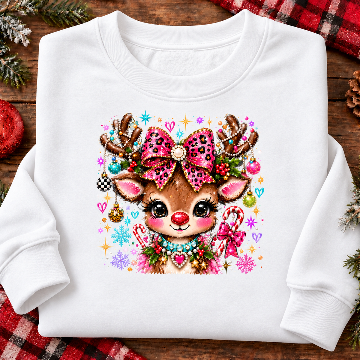 Glamour & Glitz Reindeer Graphic T-Shirt & Sweatshirt