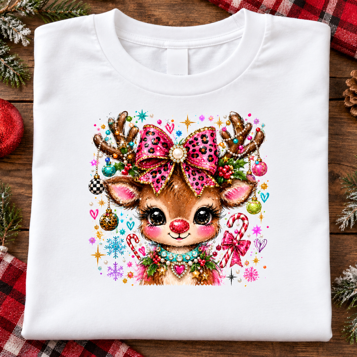 Glamour & Glitz Reindeer Graphic T-Shirt & Sweatshirt