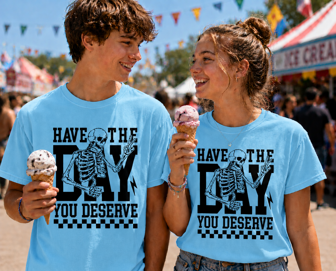 Have The Day You Deserve – Skeleton Peace Sign Graphic Tee
