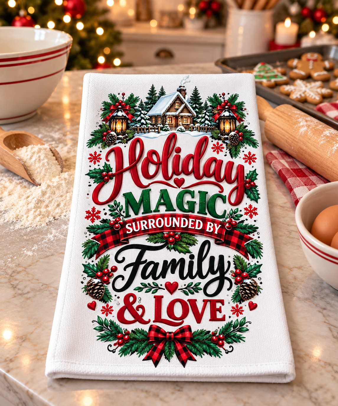 A Homemade Holiday Decorative Kitchen Towels