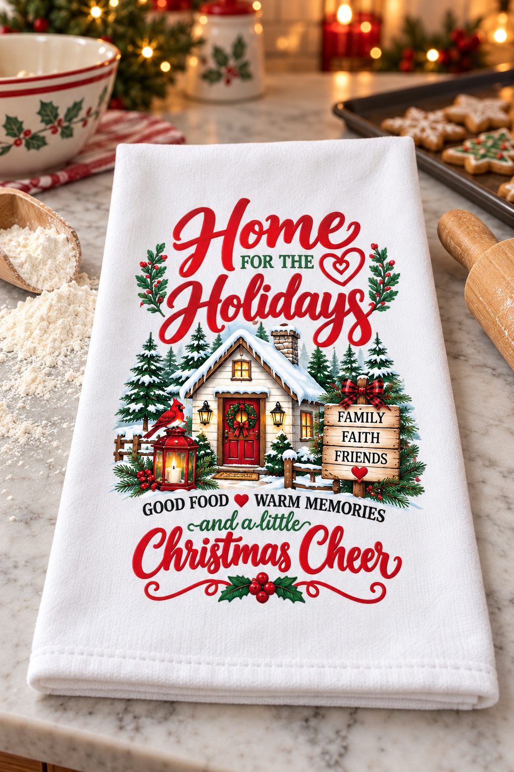 A Homemade Holiday Decorative Kitchen Towels