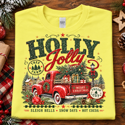 Holly Jolly Christmas Tree Farm Vintage Truck