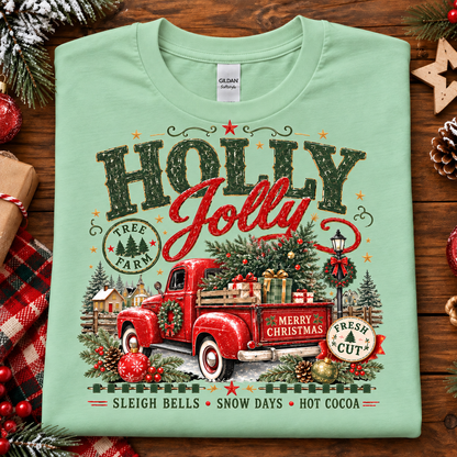 Holly Jolly Christmas Tree Farm Vintage Truck