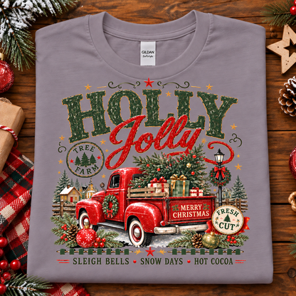 Holly Jolly Christmas Tree Farm Vintage Truck