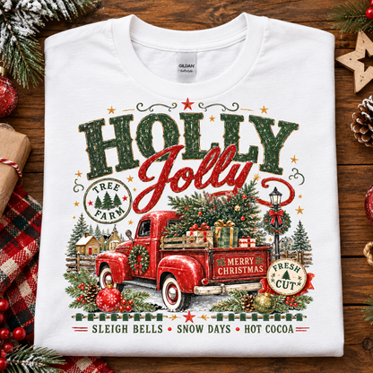 Holly Jolly Christmas Tree Farm Vintage Truck