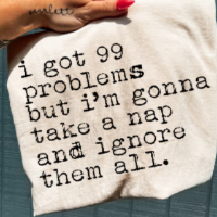 Funny nap humor graphic tee for tired adults who solve problems by sleeping.