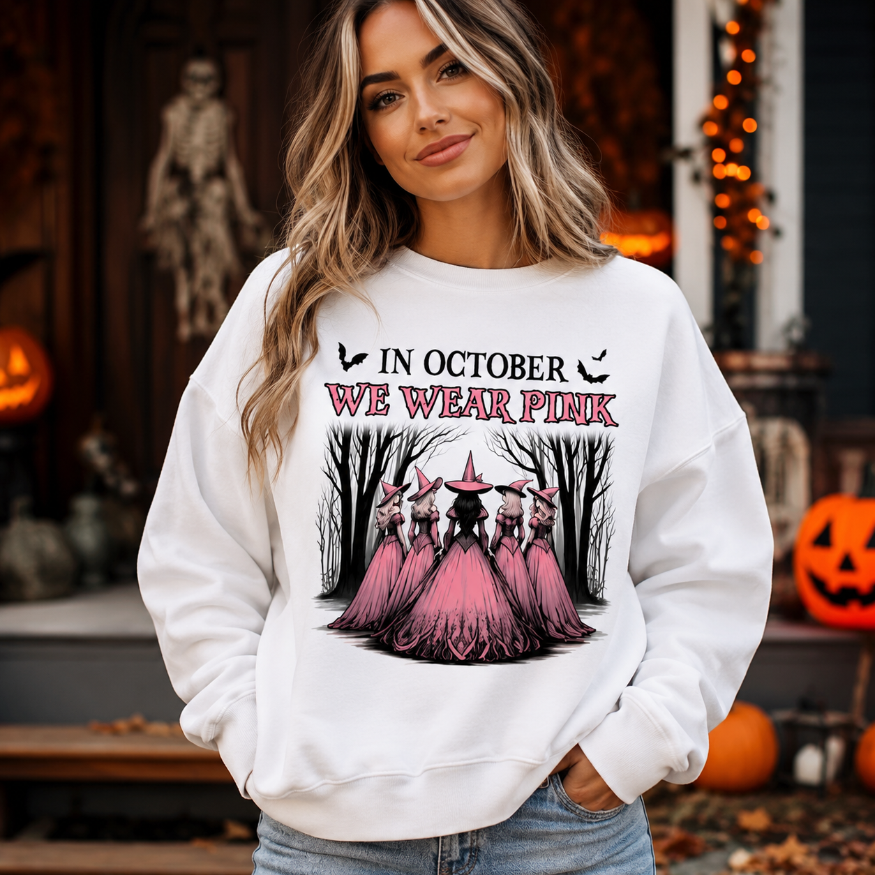 In October We Wear Pink (witches) - Graphic Sweatshirt