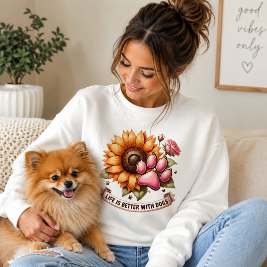 Life is Better with Dogs - Graphic Sweatshirt